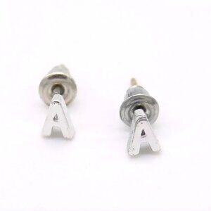 Silver Personalized Alphabet/Initial A Stud Earring
